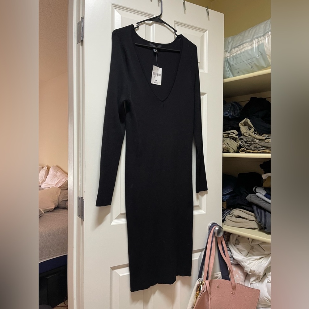 Plus size long sleeve body con dress